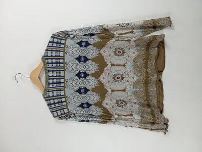 BiBA Damen Pullover Langarm Mehrfarbig Ethno Schnürung Gr. 48