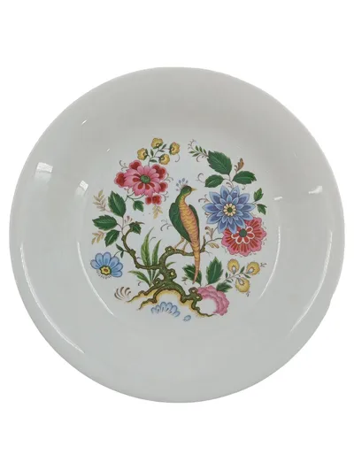 Johann Seltmann Vohenstrauß Essteller Porzellan Weiß Vogel Blumen Dekor 22 cm