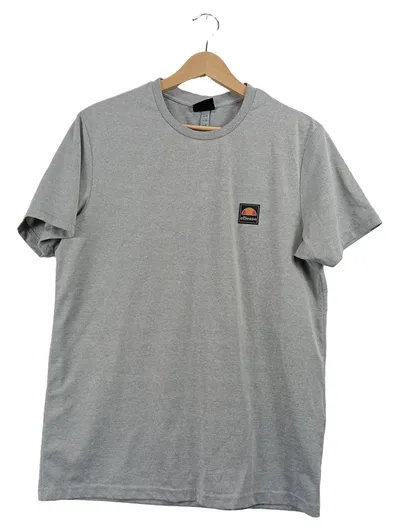 ellesse Herren T-Shirt Grau Gr. 48 M Meliert Logo-Print Kurzarm