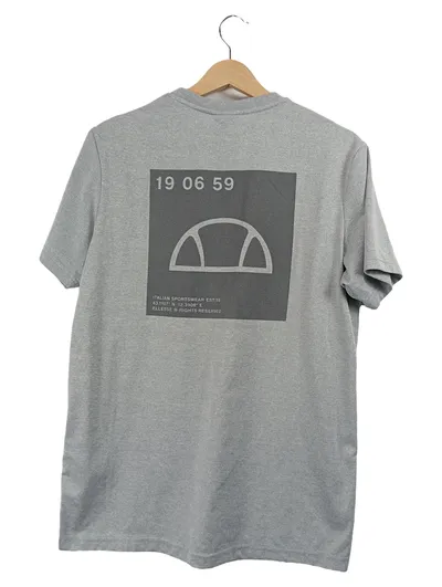 ellesse Herren T-Shirt Grau Gr. 48 M Meliert Logo-Print Kurzarm