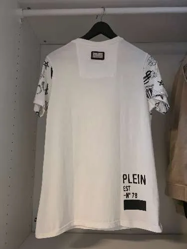 Philipp Plein T-Shirt Herren S Totenkopf Skull Limited Edition Weiß