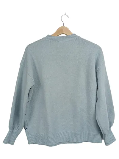 FRNCH Damen Pullover Blau Gr. 38 M Zickzack Muster Casual Langarm
