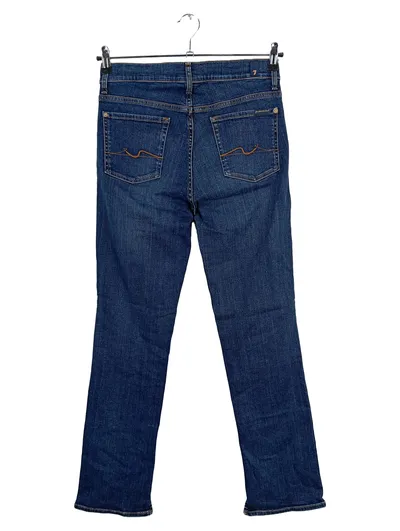 7 For All Mankind Damen Jeans Straight Leg Blau Gr. W29 Schlitz