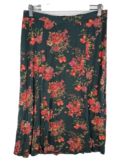 Anna Field Damen Faltenrock Blumenmuster Midirock Grün Gr. 40