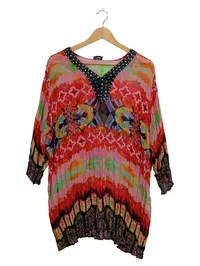 Ulla Popken Bluse Damen Gr. 42 Mehrfarbig Bohemian Ethno Muster 3, 4-Arm 1