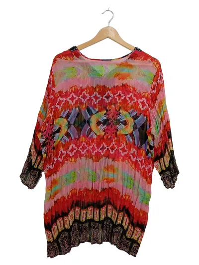 Ulla Popken Bluse Damen Gr. 42 Mehrfarbig Bohemian Ethno Muster 3, 4-Arm