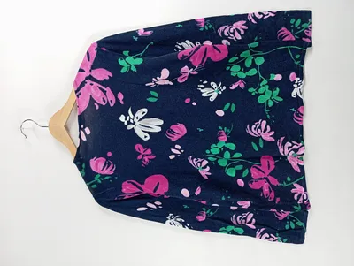 RABE Damen Pullover Gr. 42 XL Blau Blumenmuster Langarm Casual Baumwolle