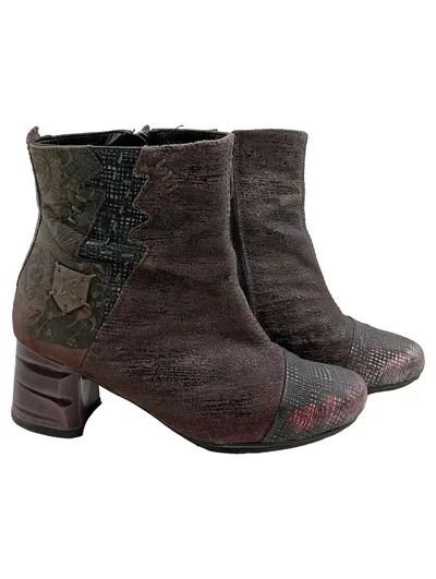 Maciejka Damen Stiefeletten Leder Braun Gr. 36 Bohemian Reißverschluss