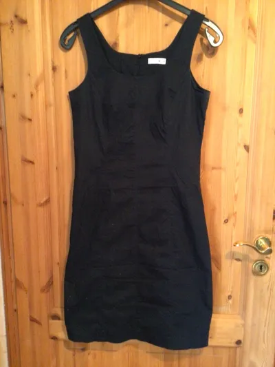 Comma Etuikleid Damen Kleid Schwarz Gr. 38 Businesskleid Baumwolle