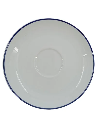 Kahla Unterteller Porzellan Weiß Blauer Rand 15 cm Klassisch