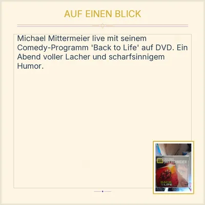 Michael Mittermeier Back to Life DVD Komödie Stand-Up Comedy Live Programm