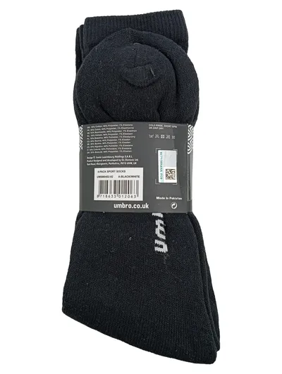 Umbro Sport Strümpfe 4 Paar Herren Socken Schwarz Größe 43-46 Sportlich