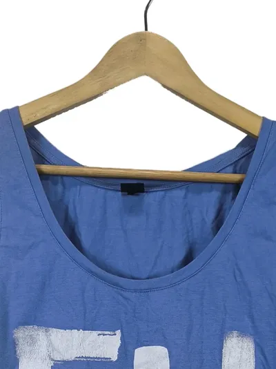 FIRE + ICE Damen Top Tanktop Gr. 36 S Blau Logo Print Baumwolle