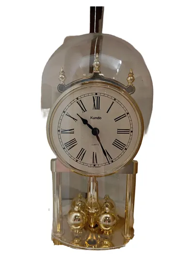 Kundo Tischuhr Quartz Drehpendel Glasdom Klassisch Vintage Gold 22cm
