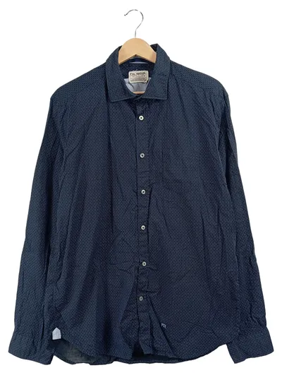 FIL NOIR Freizeithemd Herren Gr. 42 XL Blau Geometrisch Langarm