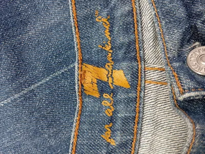 7 For All Mankind Damen Jeans Straight Leg 38 Blau Stickerei Papagei Berlin