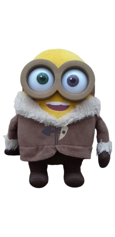 Minions Kuscheltier Bob im Wintermantel Plüschtier Braun 25 cm