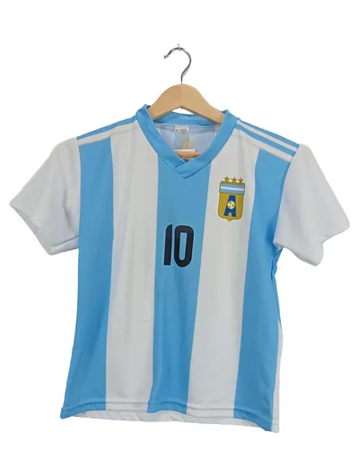 Argentinien Fußball Trikot Kinder Gr. 122 Messi 10 Blau Weiß Sportlich