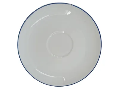 Kahla Unterteller Porzellan Weiß mit blauem Rand 15 cm Klassisch