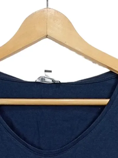Street One Damen Langarmshirt Blau V-Ausschnitt Gr. 42/XL Basic Baumwolle