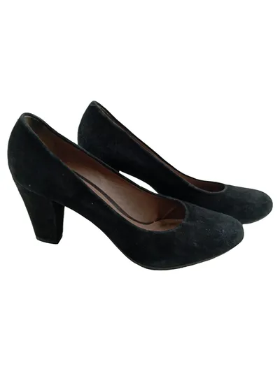 Geox Damen Pumps Wildleder Schwarz Gr. 38 Blockabsatz Elegant