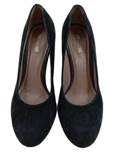 Geox Damen Pumps Wildleder Schwarz Gr. 38 Blockabsatz Elegant