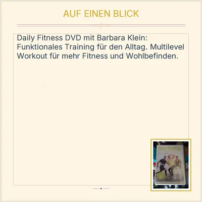 Daily Fitness Barbara Klein DVD Funktionales Training Multilevel Workout