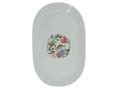 Johann Seltmann Vohenstrauß Servierplatte Porzellan Blumen Dekor 33x21cm Weiß