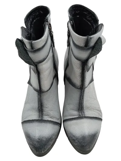 Maciejka Damen Stiefeletten Leder Grau Vintage Gr. 36 Reißverschluss