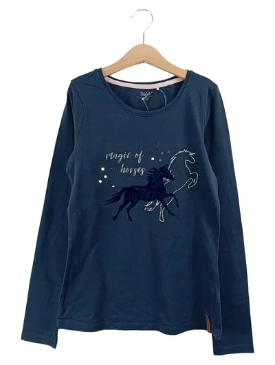 Yigga Pullover Langarmshirt Blau Magic of Horses Gr. 146/152 Pailletten