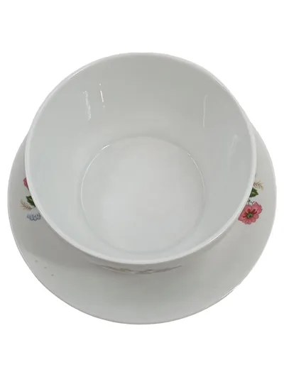 Johann Seltmann Vohenstrauß Tasse und Unterteller Porzellan Weiß Blumen