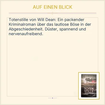 Totenstille Will Dean Kriminalroman Bastei Lübbe Thriller Buch