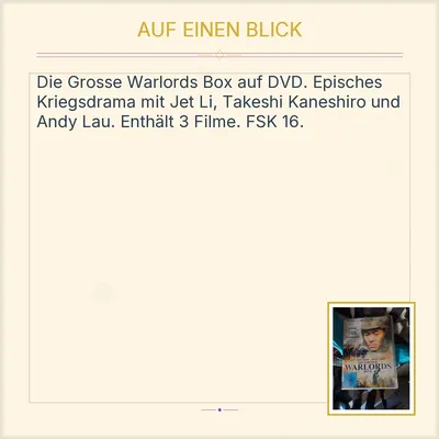Die Grosse Warlords Box - Jet Li DVD KSM Kriegsfilm 2 Disc Set FSK 16