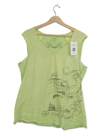 HRC Damen Top Shirt Grün Gr. 44 XXL Print Casual Ärmellos