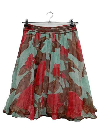 Strenesse Damen A-Linienrock Midirock Mehrfarbig Blumenmuster Gr. 36 S