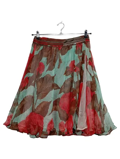 Strenesse Damen A-Linienrock Midirock Mehrfarbig Blumenmuster Gr. 36 S