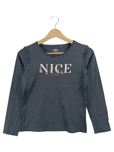 Yigga Langarmshirt Mädchen Grau Gr. 146/152 Casual Bio-Baumwolle