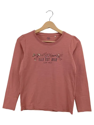 Yigga Mädchen Langarmshirt Rosa Gr. 146/152 Schriftzug Pailletten