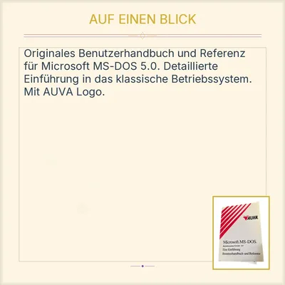 Microsoft MS-DOS 5.0 Eine Einführung Benutzerhandbuch und Referenz AUVA