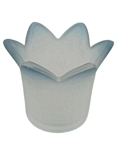 PartyLite Teelichthalter Lotusblüte Glas Blau Farbverlauf 6 cm