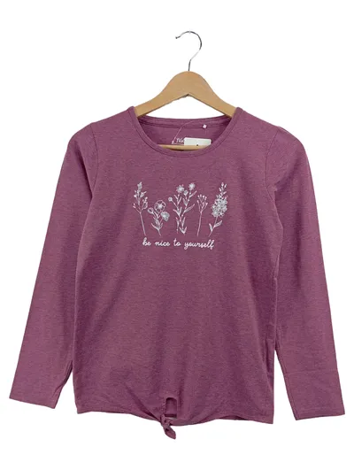 Yigga Kinder Langarmshirt Gr. 146 Lila Meliert Blumen Glitzer