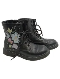 Dockers Damen Stiefeletten Schwarz Gr. 39 Blumenstickerei Casual Schnürboots 1