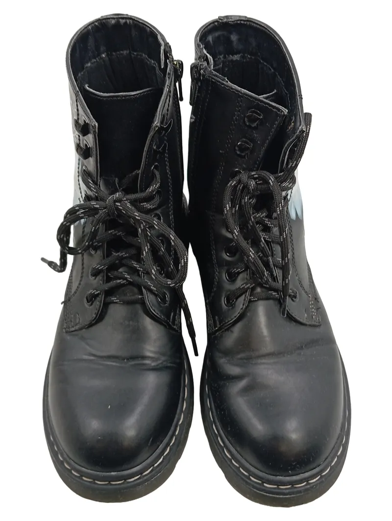 Dockers Damen Stiefeletten Schwarz Gr. 39 Blumenstickerei Casual Schnürboots 2