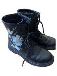 Dockers Damen Stiefeletten Schwarz Gr. 39 Blumenstickerei Casual Schnürboots 3