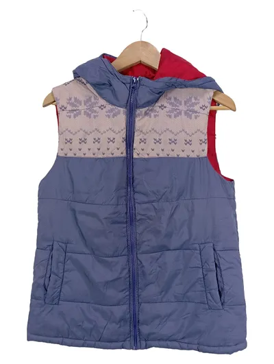 Tchibo Damen Steppweste Gr. 36/38 Blau Kapuze Norwegermuster