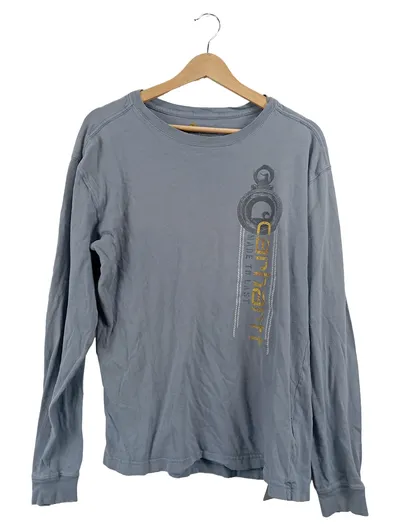 Carhartt Herren Langarmshirt Blau Gr. 48 M Logo Print Made To Last