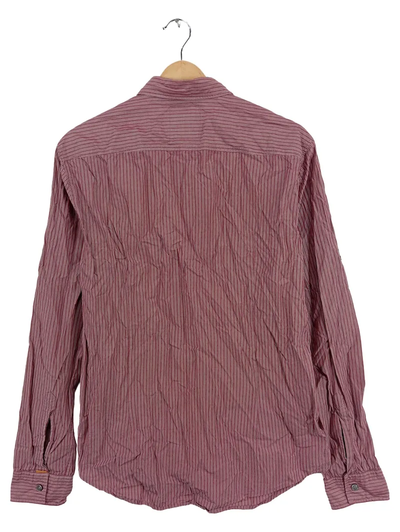 BOSS Orange Herren Freizeithemd Langarm Hemd Rot Gestreift Gr. 48 M 3
