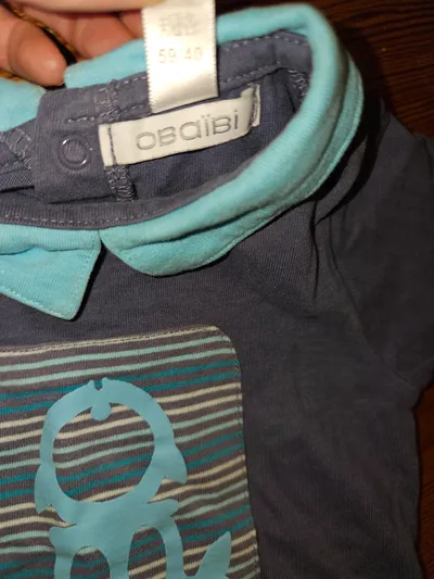 Obaïbi Baby Strampler Gr. 60/62 Blau Fisch Motiv Baumwolle Junge