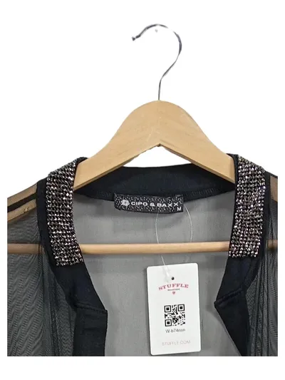 Cipo & Baxx Damen Strickjacke Schwarz Gr. 38 M Glamourös Strasssteine