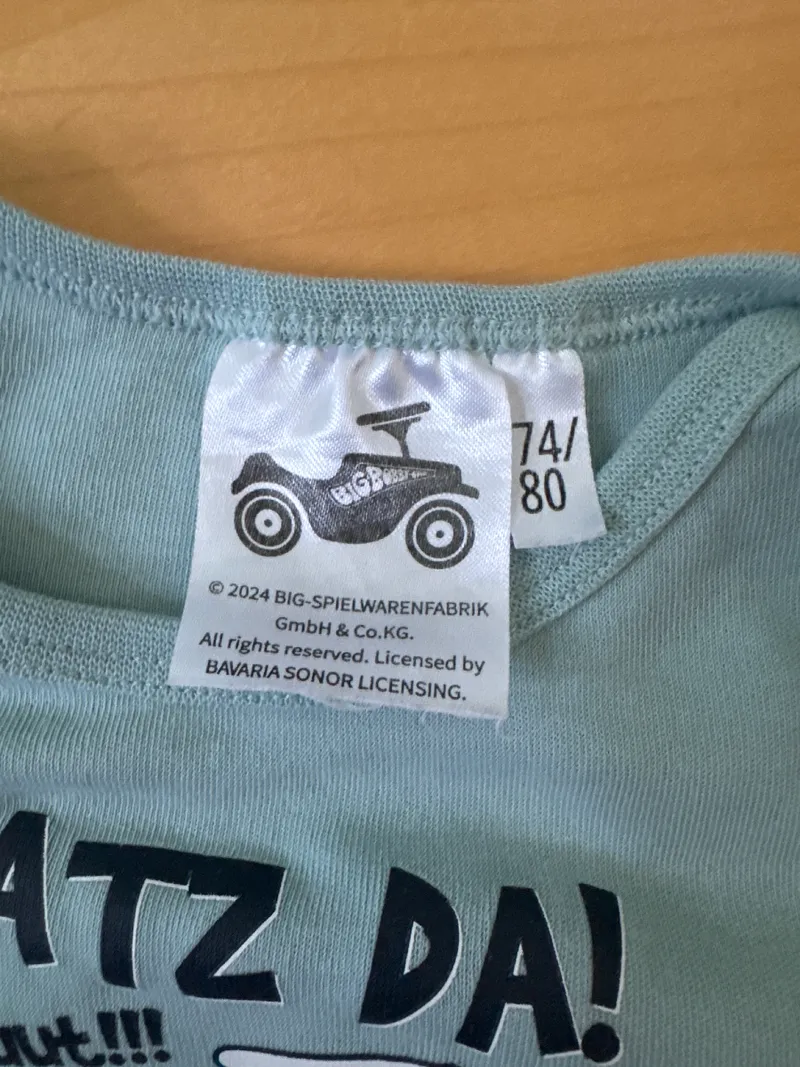 BIG Bobby Car Baby Body Langarm Gr. 74/80 Türkis Baumwolle 2